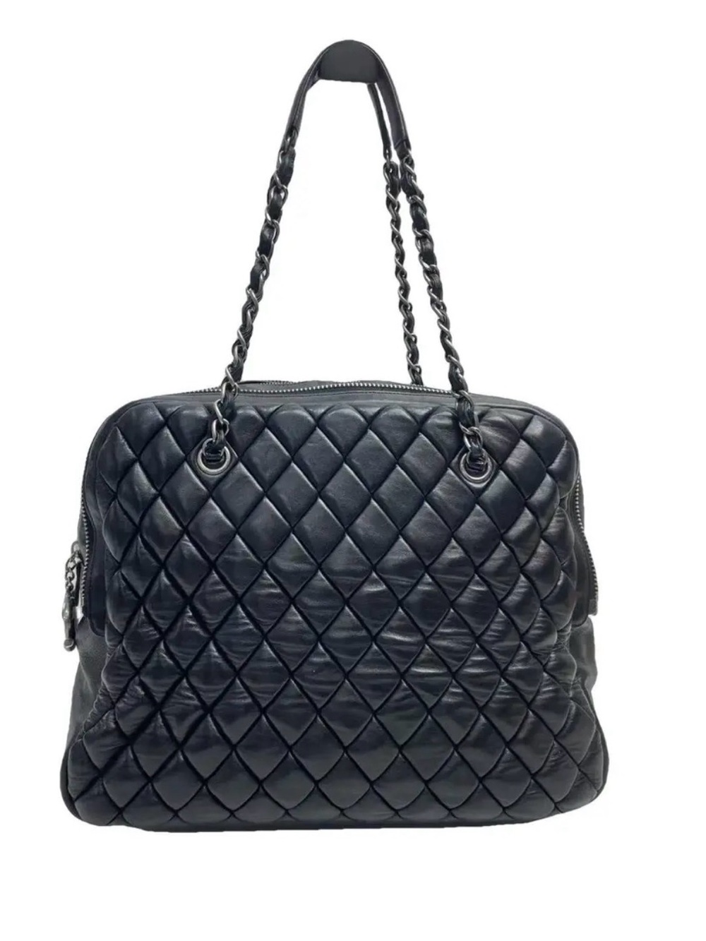 Chanel CC large double zipped  Quilted Leather Shoulder Bag